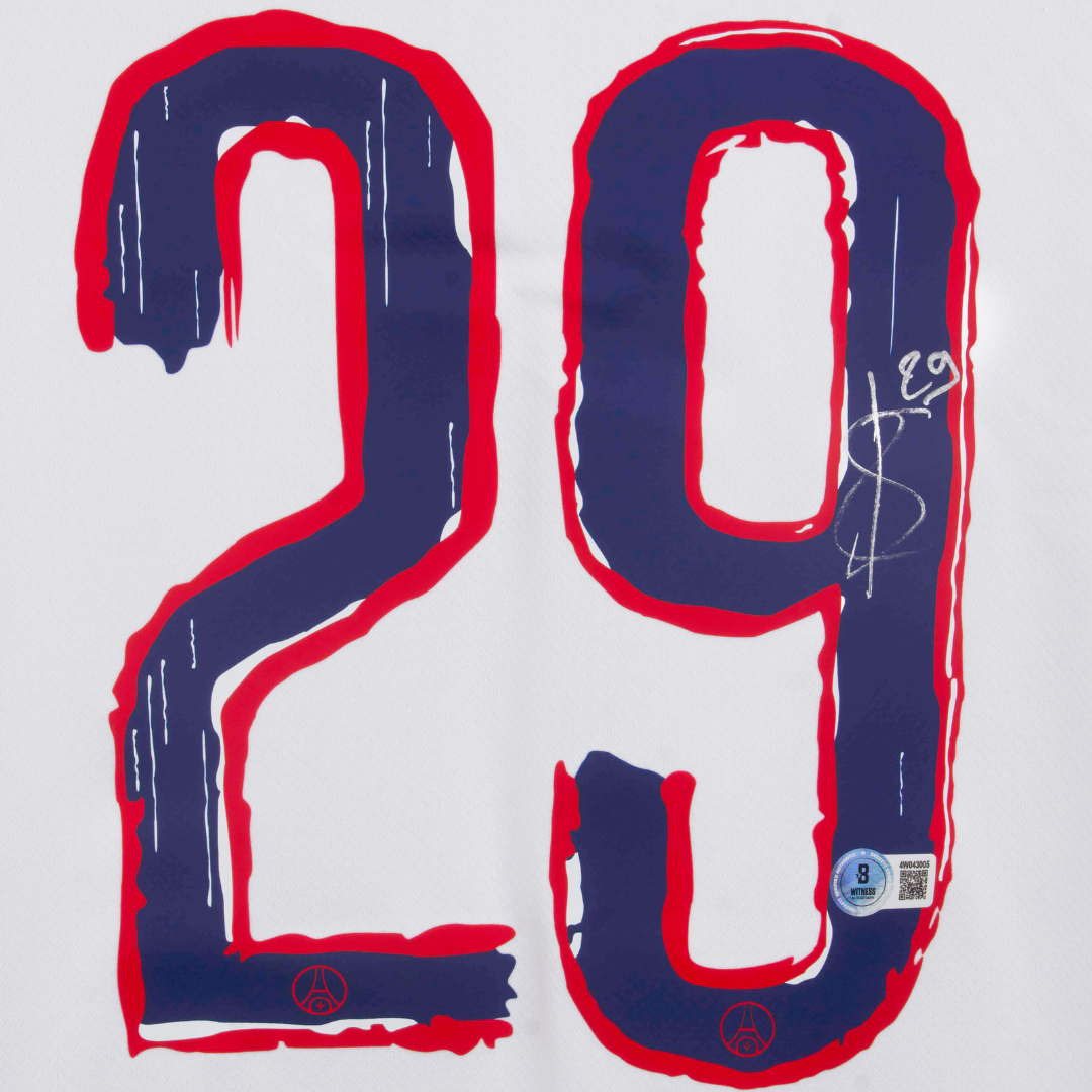 Bradley Barcola Signed PSG Away Soccer Jersey #29 with Beckett Witness
